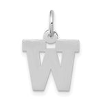 Load image into Gallery viewer, 14K White Gold Small Block Initial Letter W Charm Pendant
