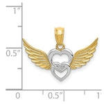 Load image into Gallery viewer, 14K Yellow Gold and Rhodium Heart with Wings Pendant
