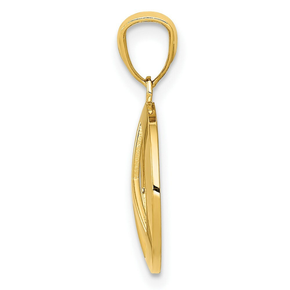 14K Yellow Gold Polished Peace Sign Circle Pendant
