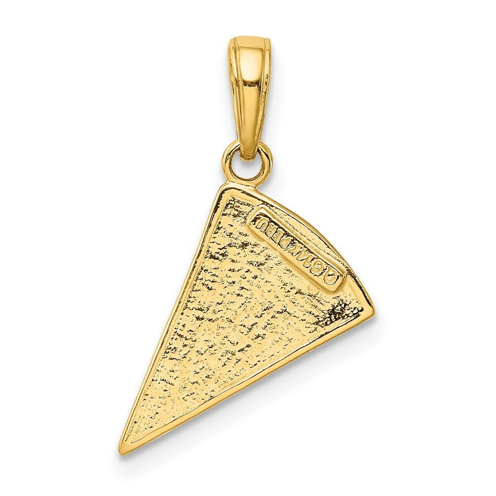 14K Yellow Gold Enameled Pizza Slice Pendant