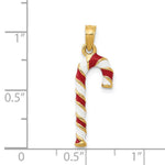 Load image into Gallery viewer, 14K Yellow Gold Enameled Candy Cane Charm
