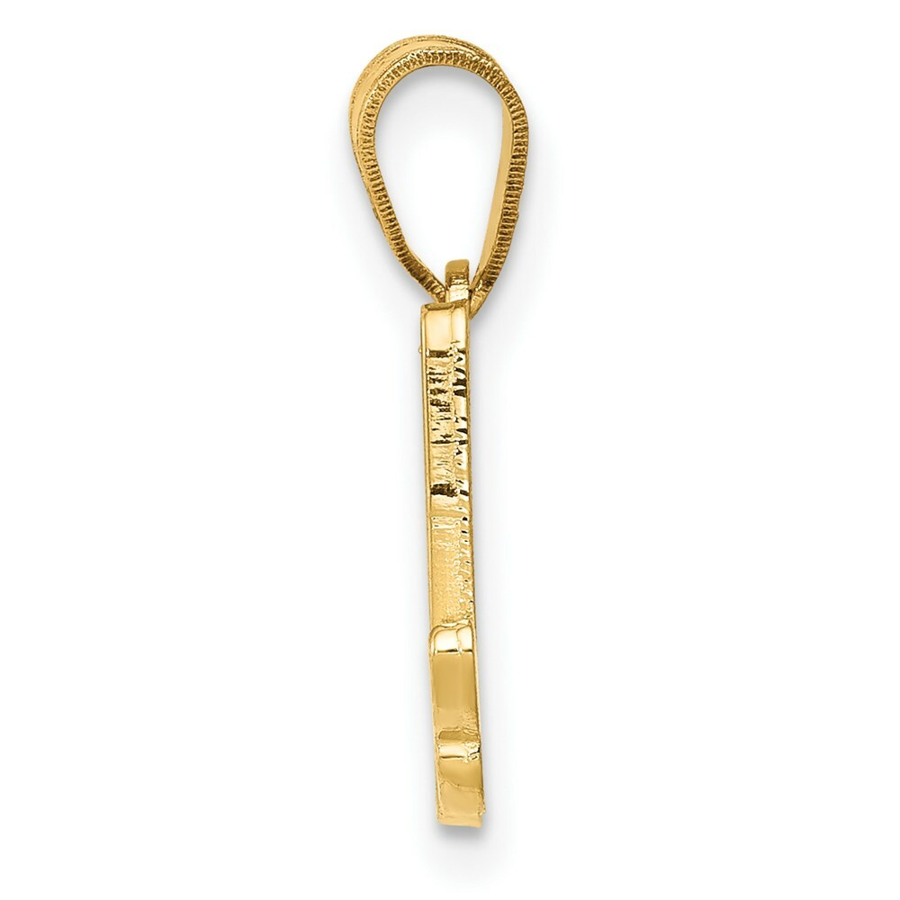 14K Yellow Gold A Script Initial Letter Pendant