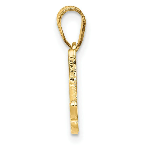 14K Yellow Gold A Script Initial Letter Pendant