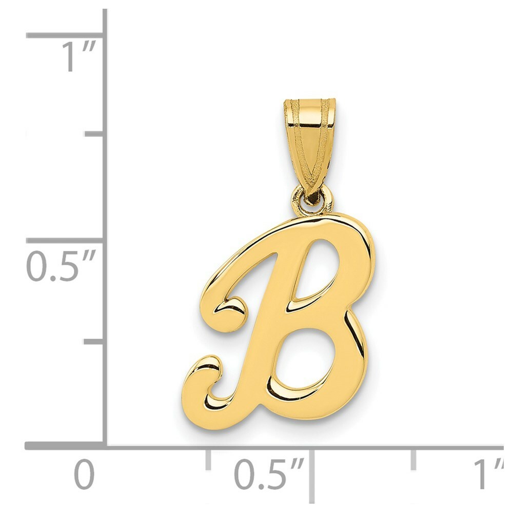 14K Yellow Gold B Script Initial Letter Pendant