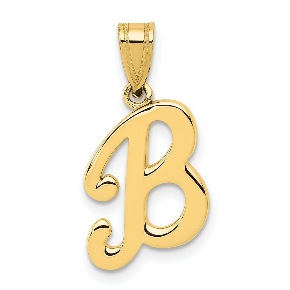 14K Yellow Gold B Script Initial Letter Pendant