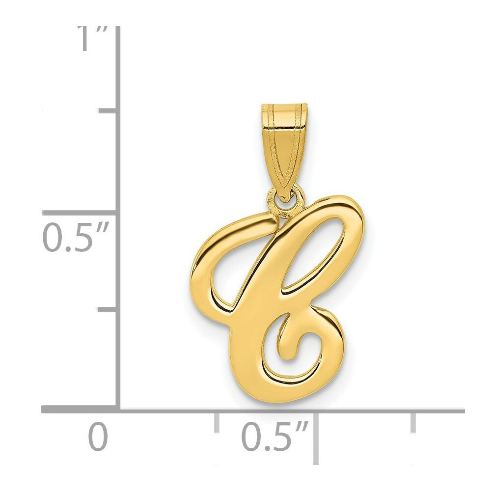 14K Yellow Gold C Script Initial Letter Pendant