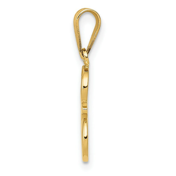 14K Yellow Gold E Script Initial Letter Pendant