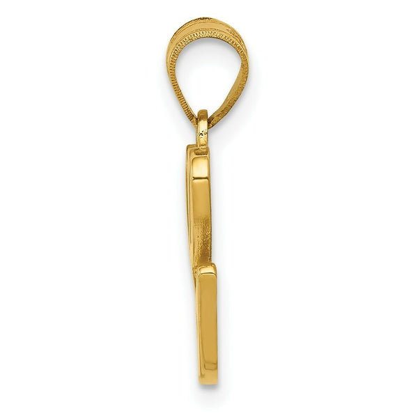 14K Yellow Gold G Script Initial Letter Pendant
