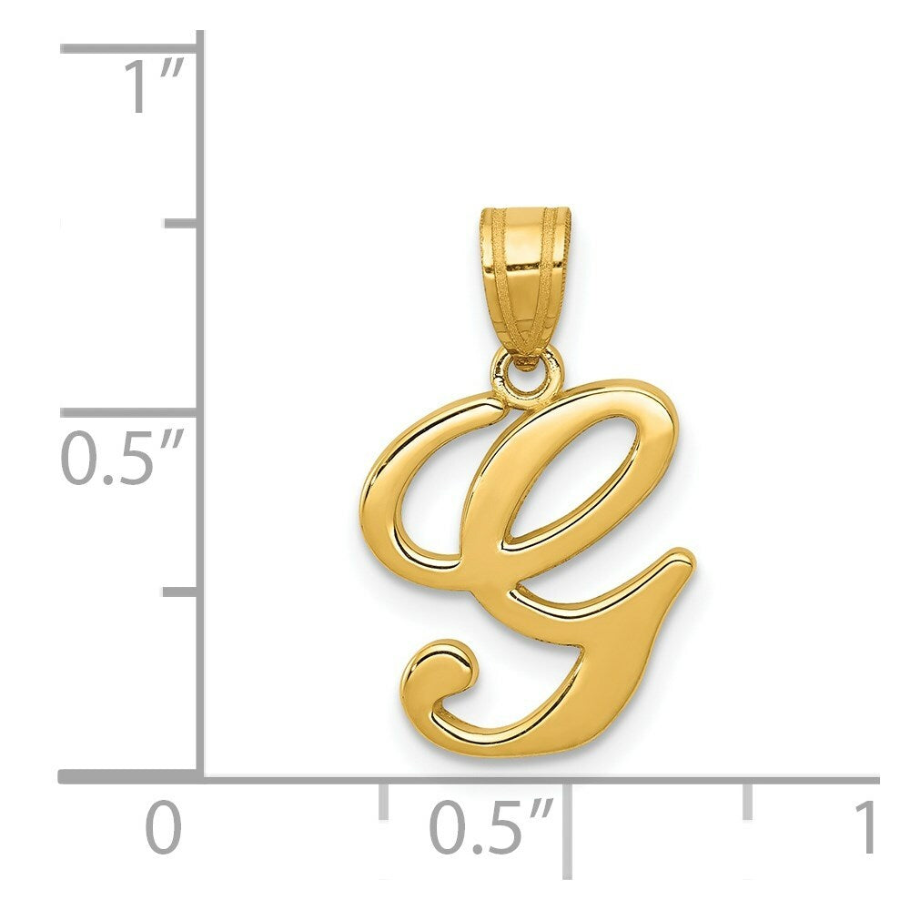14K Yellow Gold G Script Initial Letter Pendant