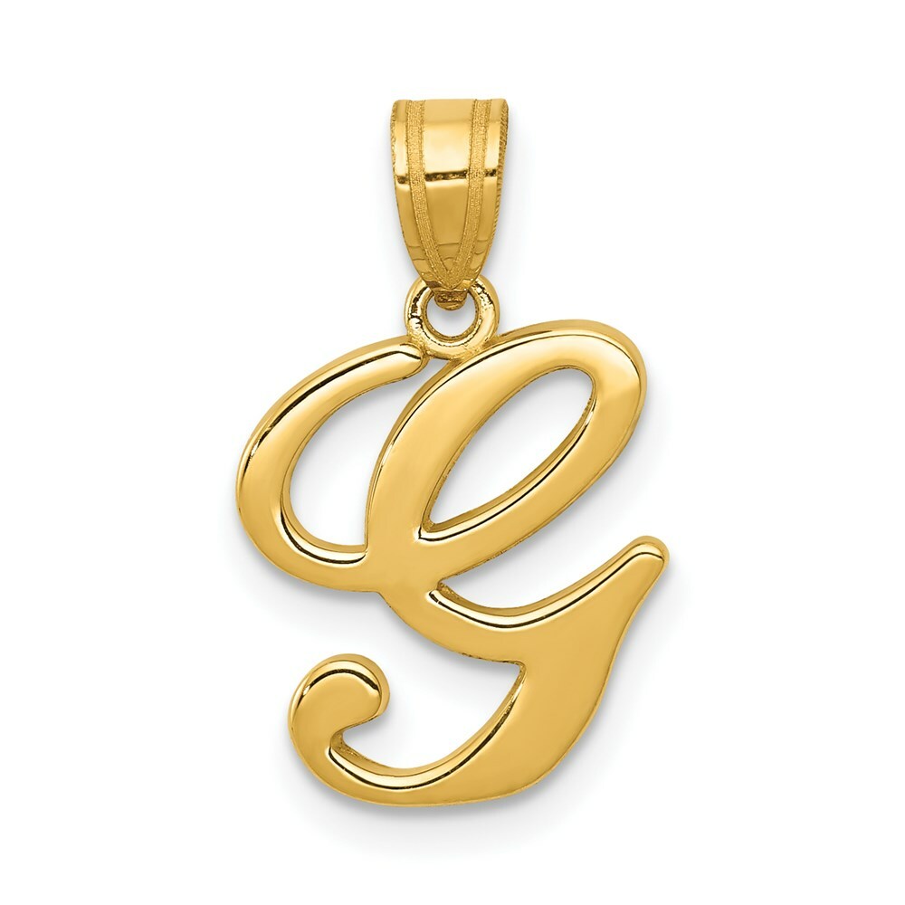 14K Yellow Gold G Script Initial Letter Pendant
