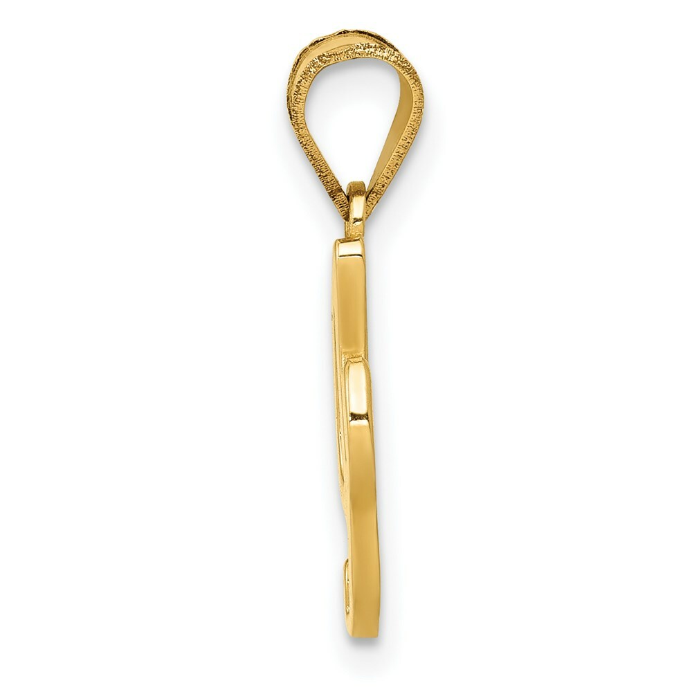 14K Yellow Gold I Script Initial Letter Pendant
