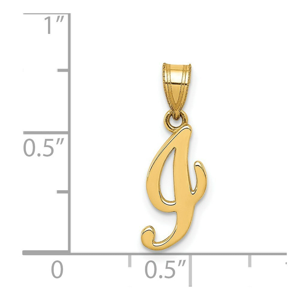 14K Yellow Gold I Script Initial Letter Pendant