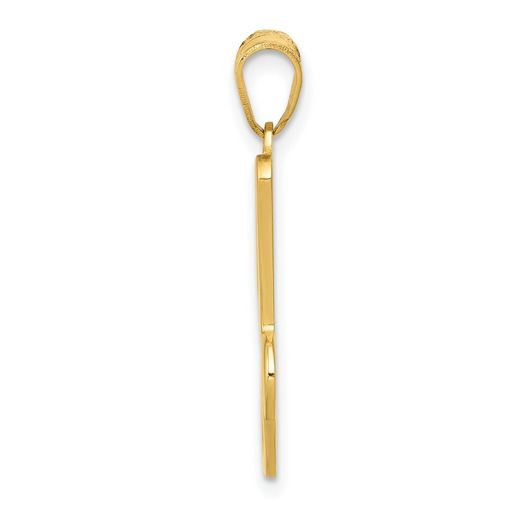 14K Yellow Gold J Script Initial Letter Pendant