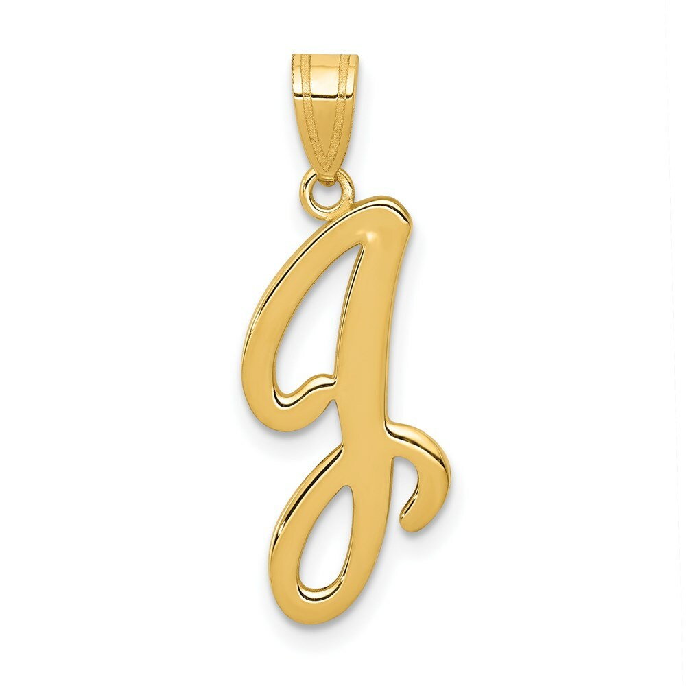 14K Yellow Gold J Script Initial Letter Pendant