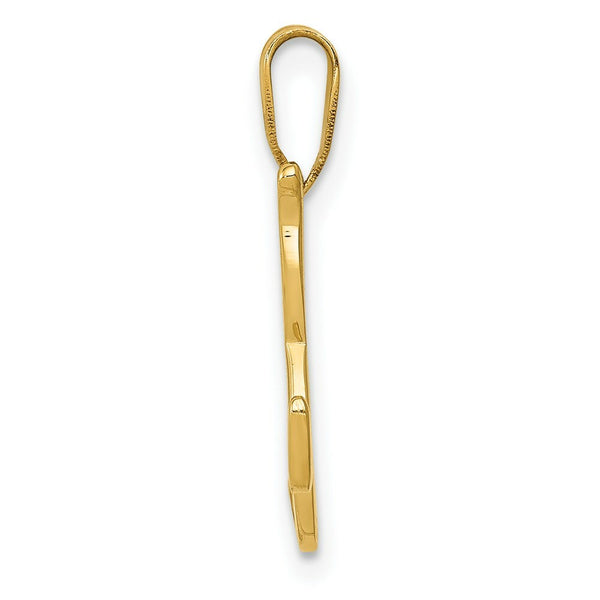 14K Yellow Gold K Script Initial Letter Pendant