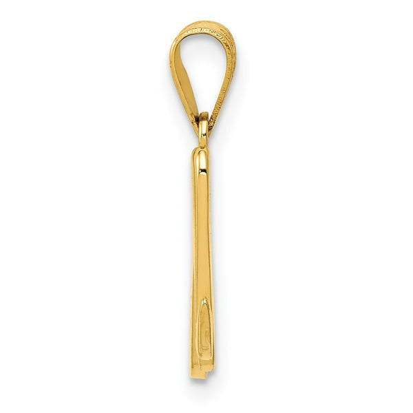 14K Yellow Gold M Script Initial Letter Pendant