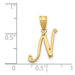 Load image into Gallery viewer, 14K Yellow Gold N Script Initial Letter Pendant
