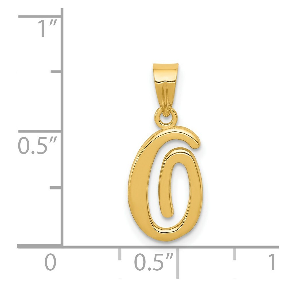 14K Yellow Gold O Script Initial Letter Pendant