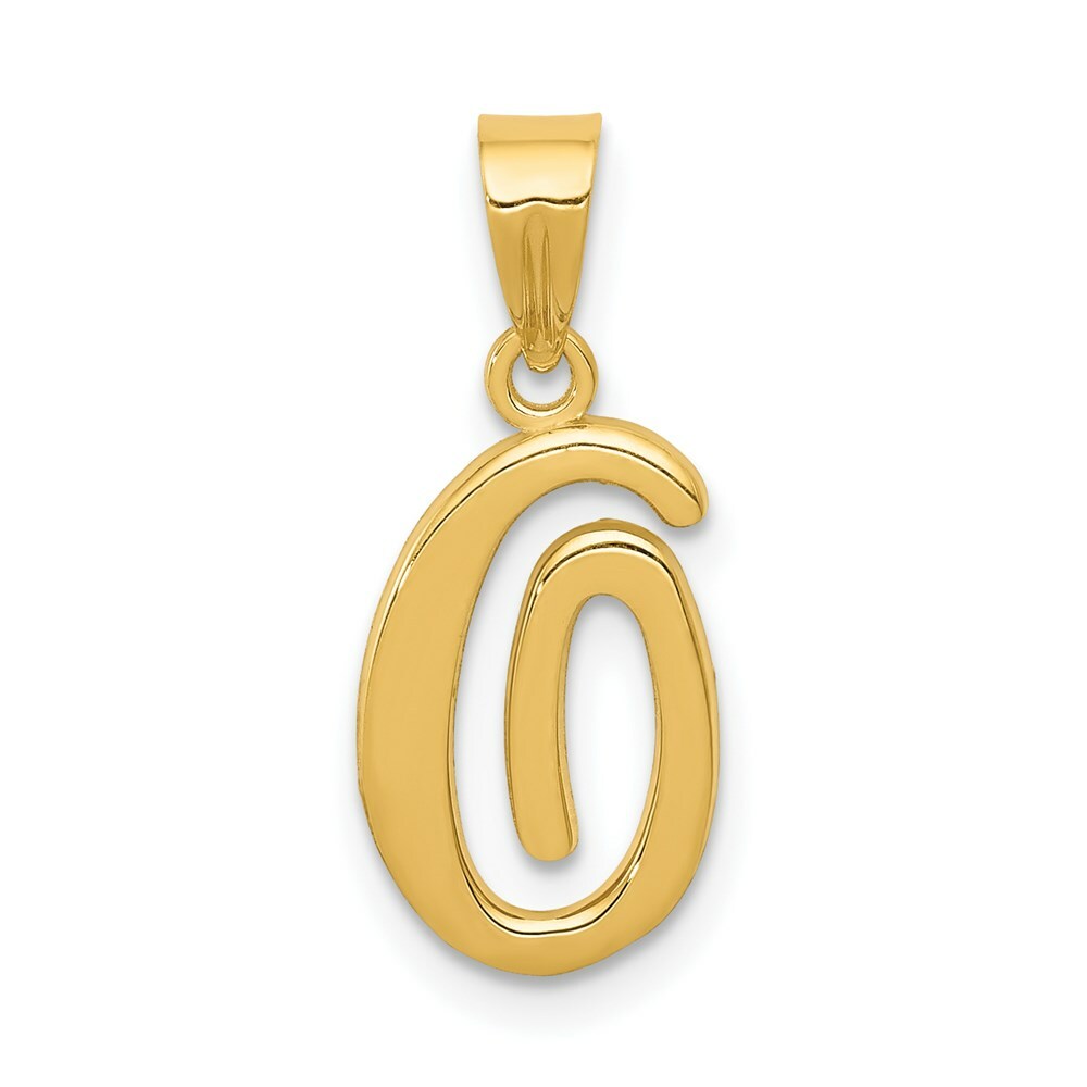 14K Yellow Gold O Script Initial Letter Pendant
