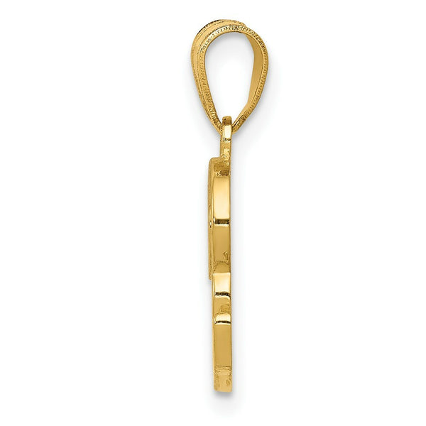 14K Yellow Gold R Script Initial Letter Pendant