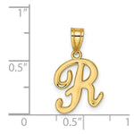 Load image into Gallery viewer, 14K Yellow Gold R Script Initial Letter Pendant
