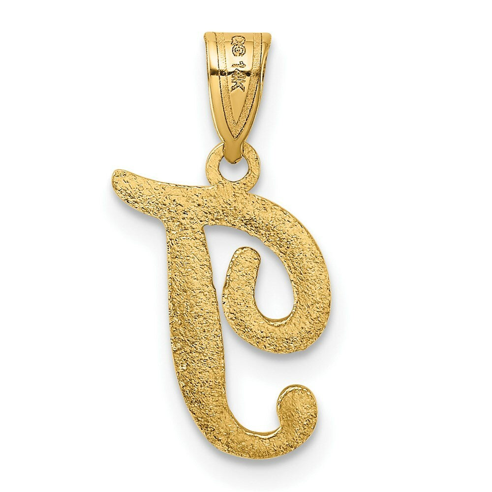 14K Yellow Gold T Script Initial Letter Pendant