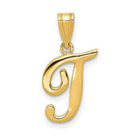 Load image into Gallery viewer, 14K Yellow Gold T Script Initial Letter Pendant
