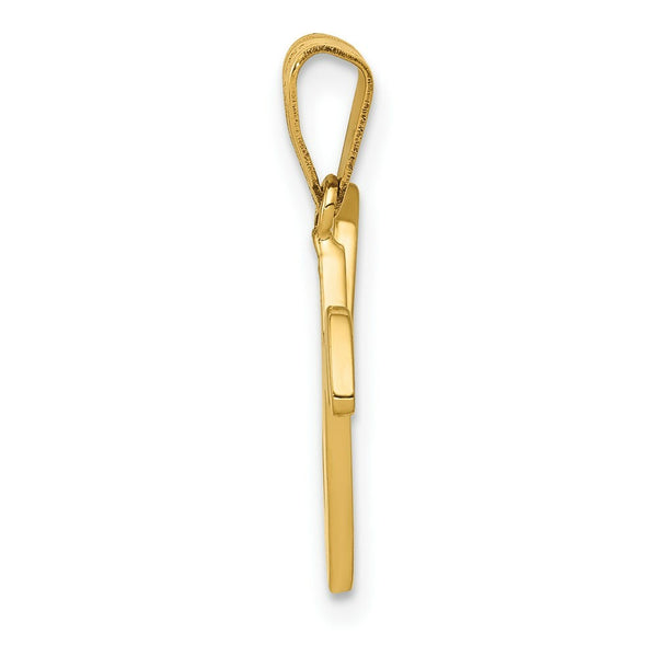 14K Yellow Gold V Script Initial Letter Pendant