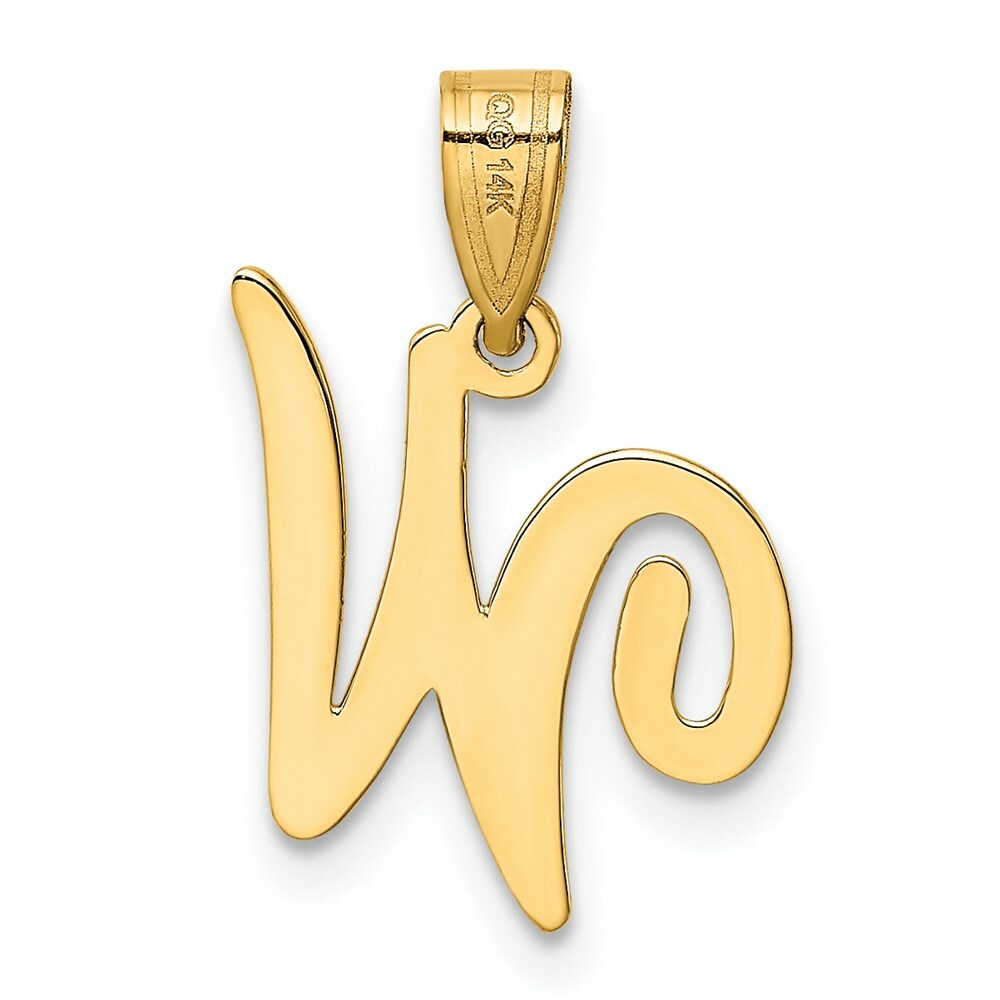 14K Yellow Gold W Script Initial Letter Pendant
