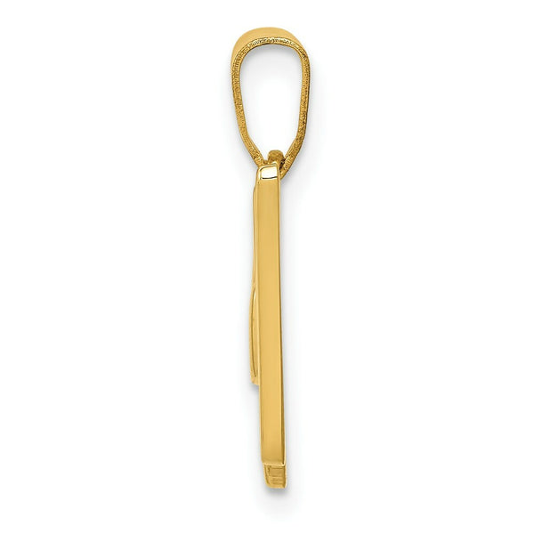 14K Yellow Gold W Script Initial Letter Pendant