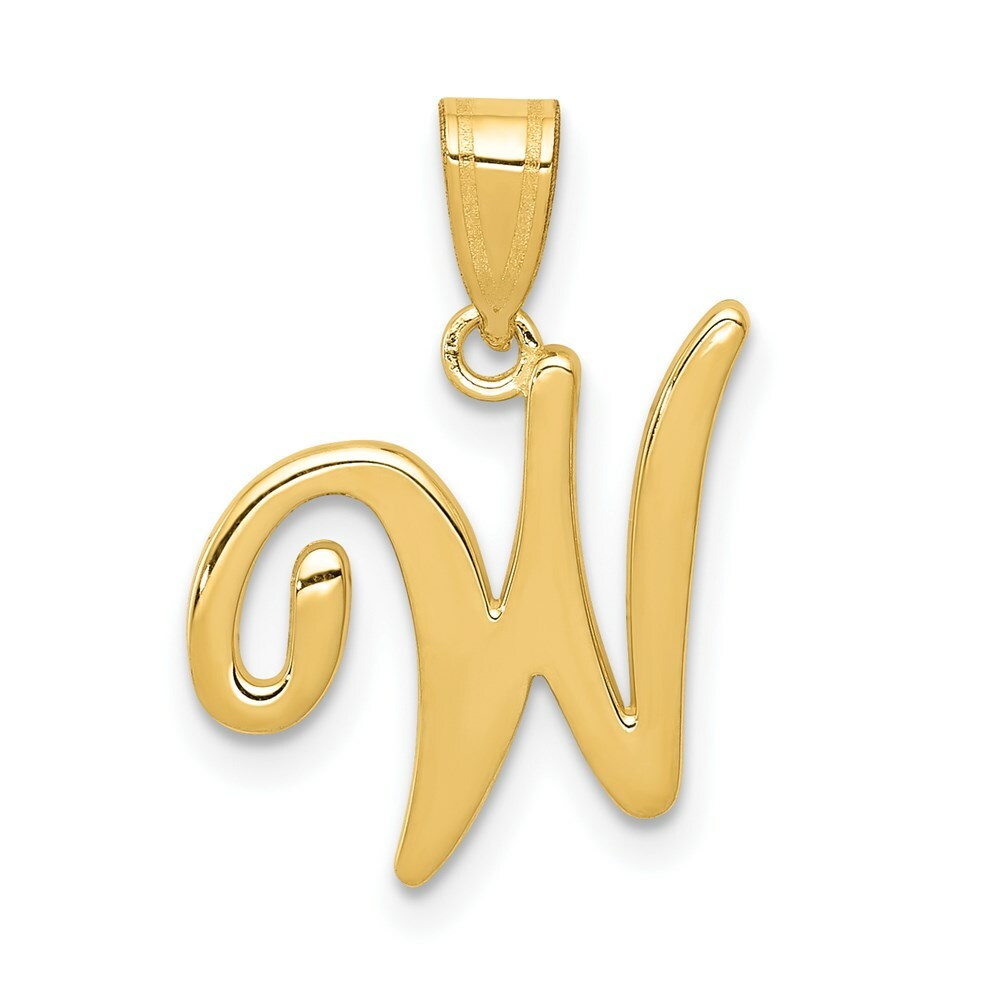 14K Yellow Gold W Script Initial Letter Pendant