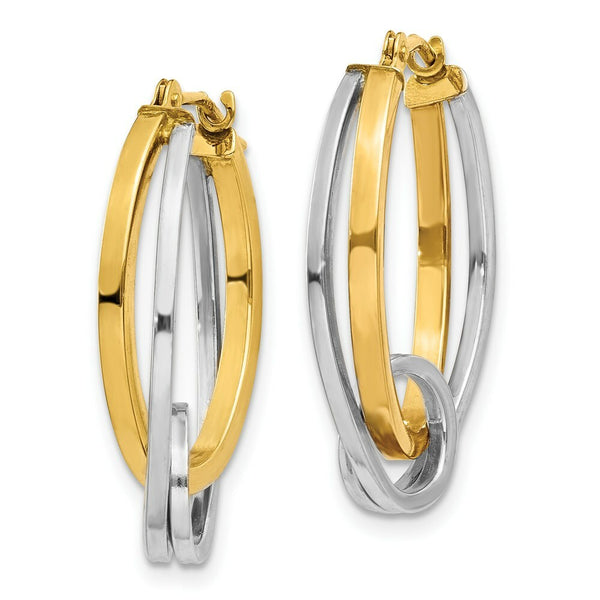 14K Two-tone Gold Oval Hoops w/Loop Earring  5mm width