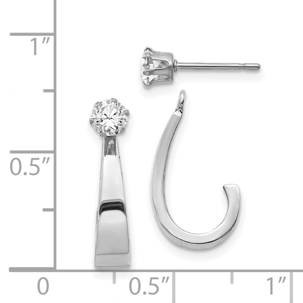 14K White Gold J Hoop w/CZ Earring Jacket
