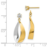 Load image into Gallery viewer, 14K Yellow Gold Oval Dangle Jacket w/Rhodium and CZ Earrings

