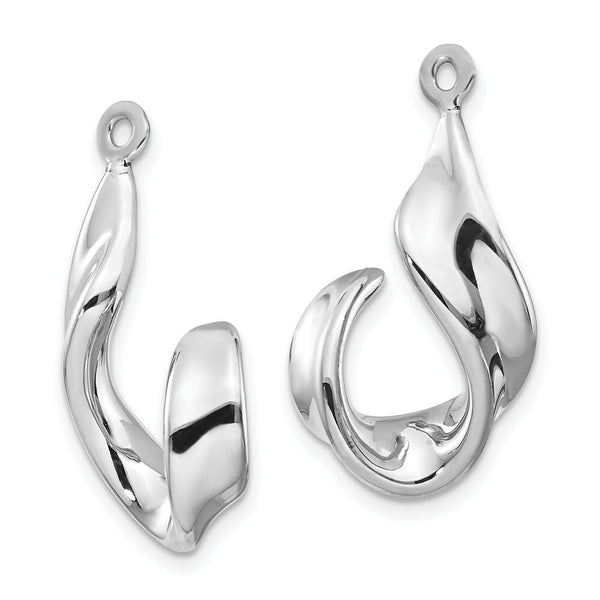 14K White Gold Twisted J Earring Jackets