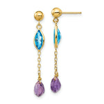 Load image into Gallery viewer, 14K Yellow Gold Amethyst and Blue Topaz Post Earrings
