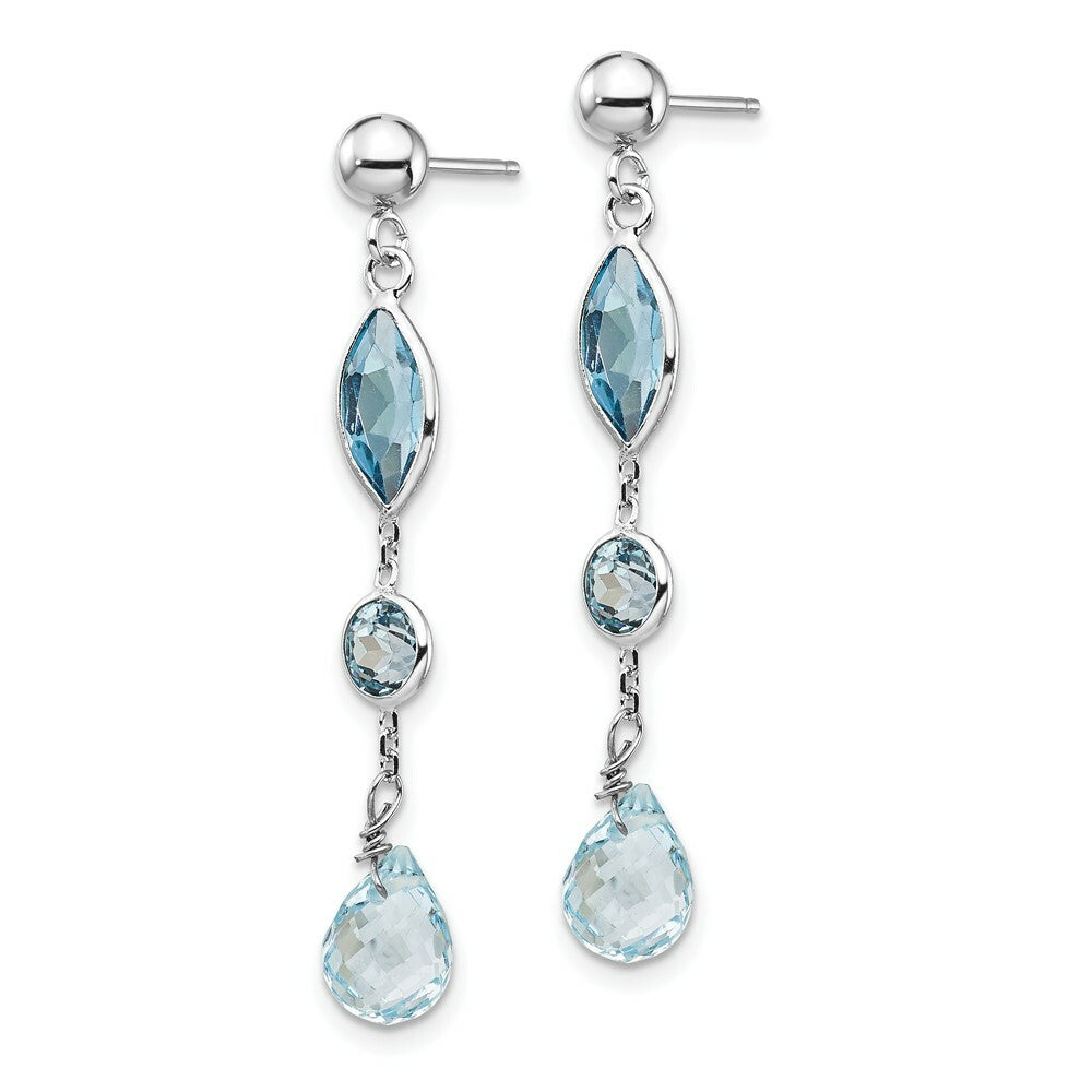 14K White Gold Blue Topaz Post Earrings