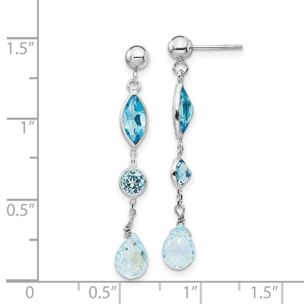 14K White Gold Blue Topaz Post Earrings