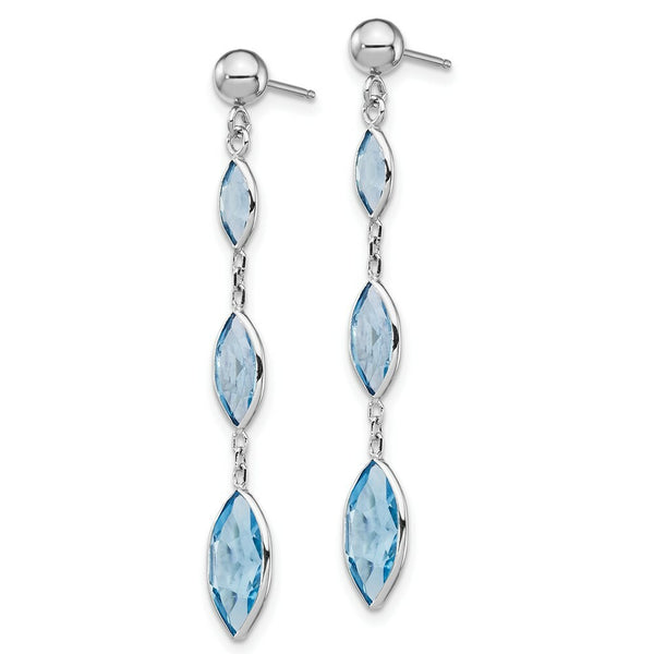 14K White Gold Blue Topaz Post Earrings