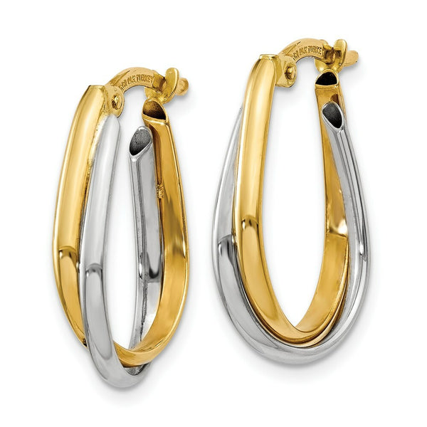 14K Two-tone Gold Double Hoop Earring  6mm width