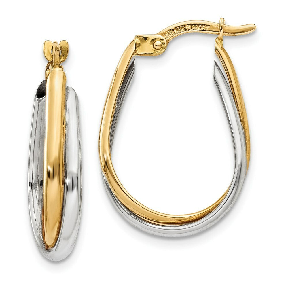 14K Two-tone Gold Double Hoop Earring  6mm width