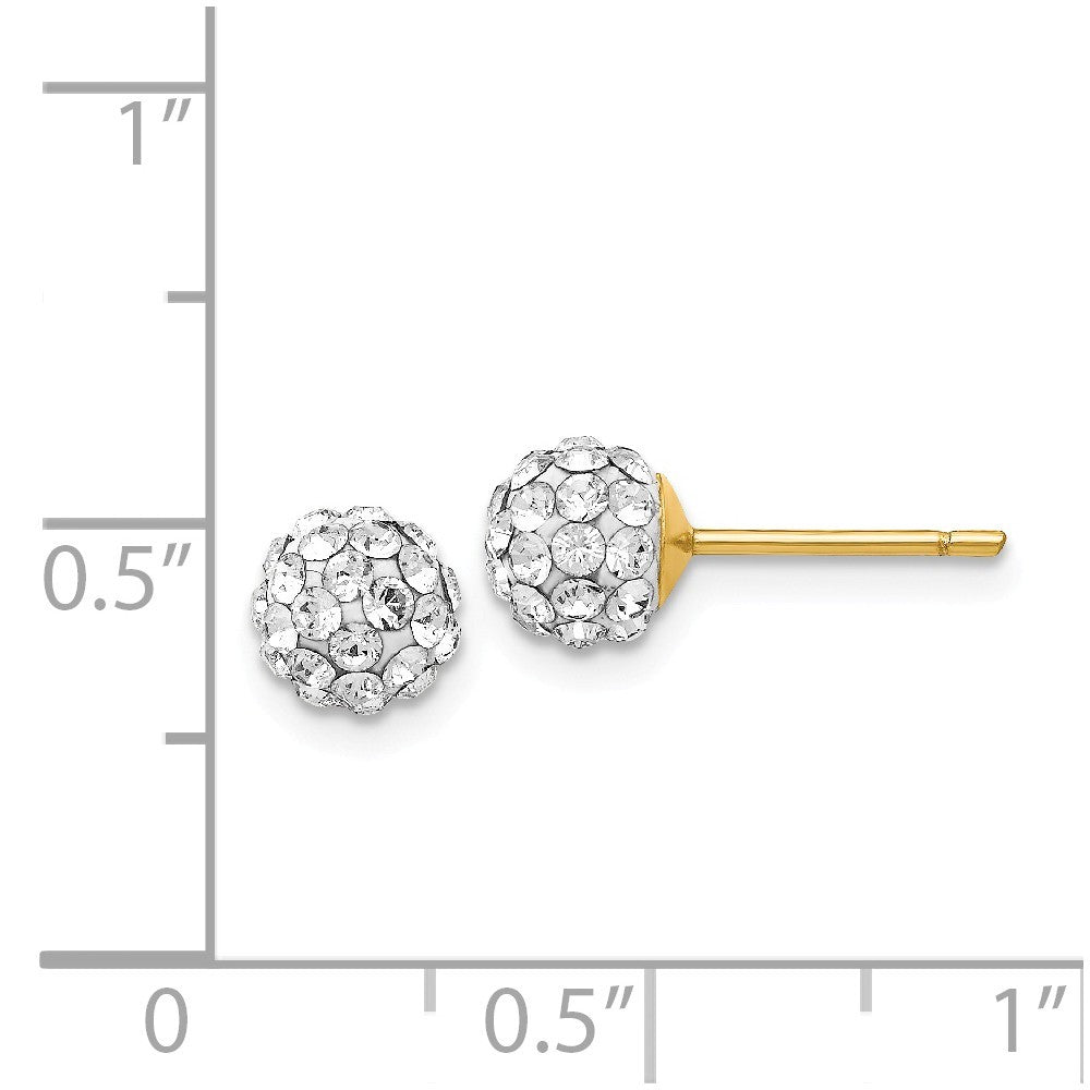 14K Yellow Gold 6mm Round Swarovski Elements Post Earrings