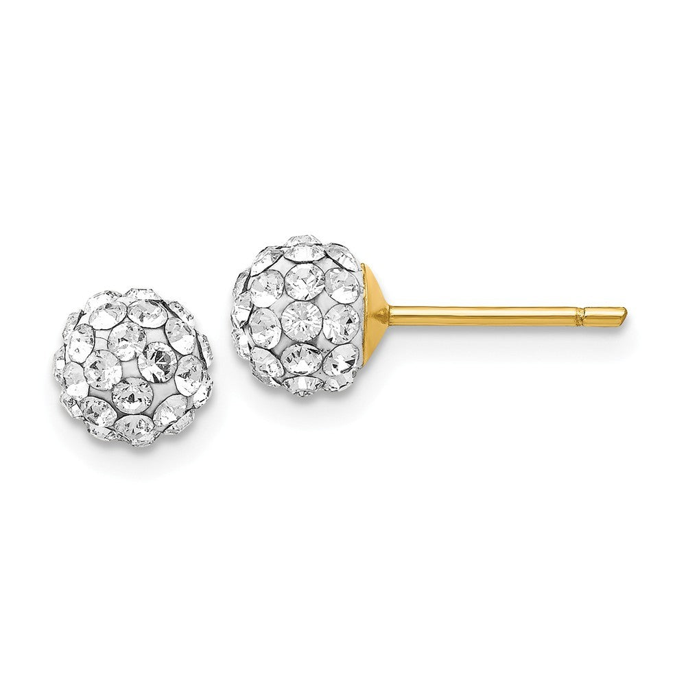 14K Yellow Gold 6mm Round Swarovski Elements Post Earrings