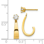 Load image into Gallery viewer, 14K Yellow Gold J Hoop with CZ Stud Earring Jackets
