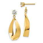 Load image into Gallery viewer, 14K Yellow Gold Polished Oval Dangle with CZ Stud Earring Jackets
