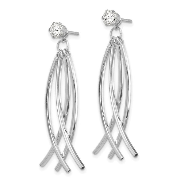 14K White Gold Curved Dangles with CZ Stud Earring Jackets