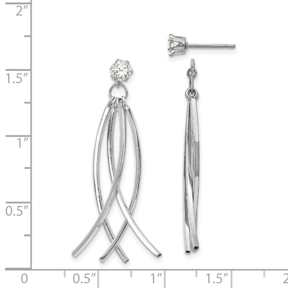14K White Gold Curved Dangles with CZ Stud Earring Jackets