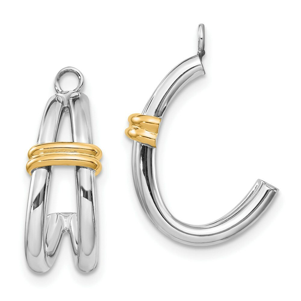 14K Two-tone Gold J Hoop Earring Jackets