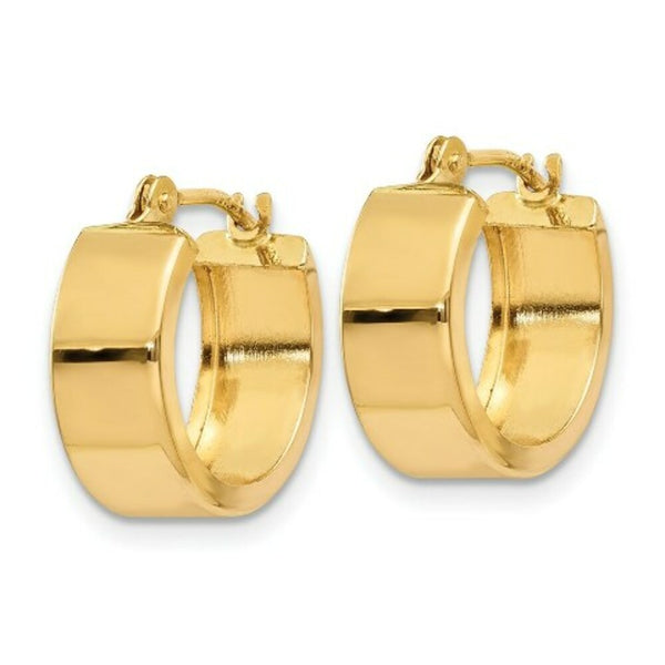 14K Yellow Gold Polished Hoop Earrings 10mm length
