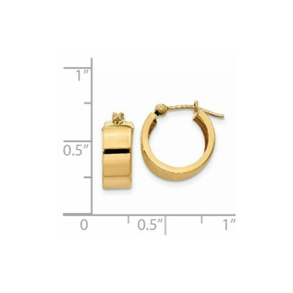 14K Yellow Gold Polished Hoop Earrings 10mm length